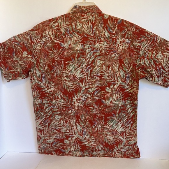 Tori Richard  Rust, Green and Cream Tropical Palms Button Down Shirt Men’s Large - Picture 8 of 9